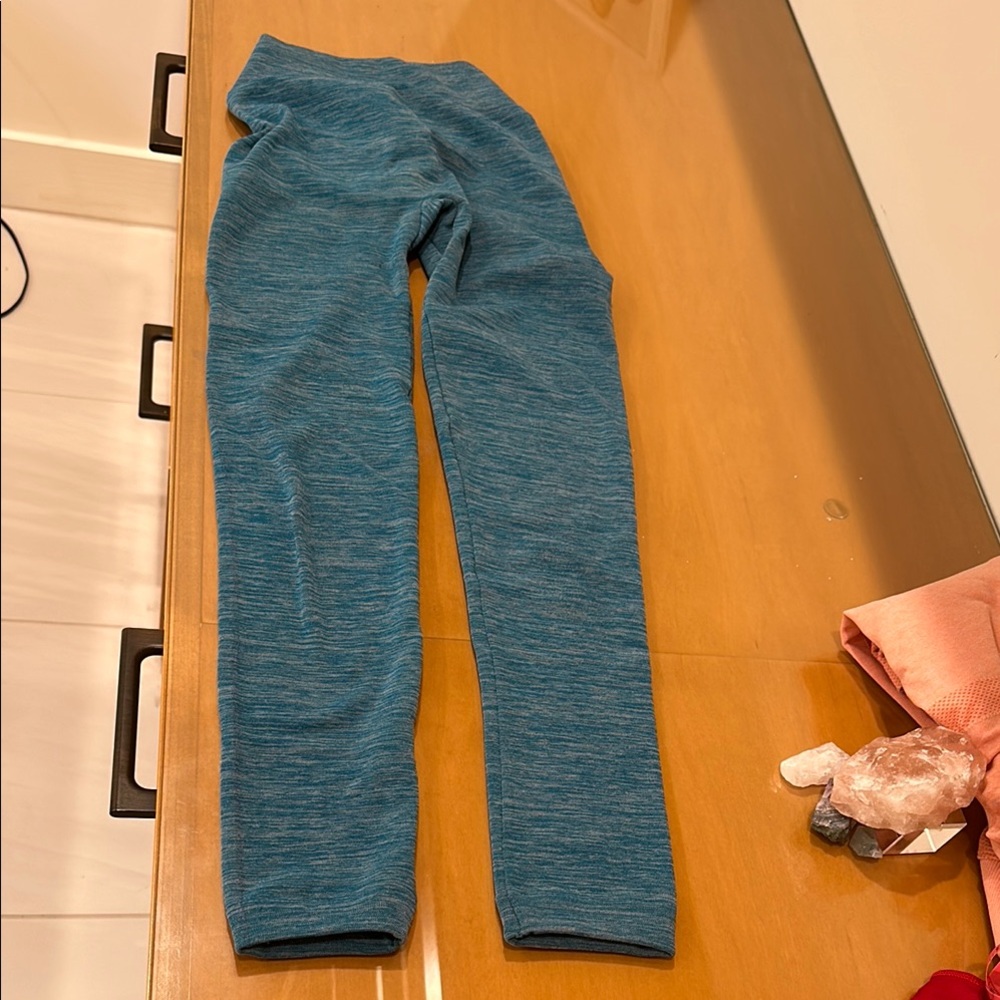 Blue Leggings Fitted Knit Design